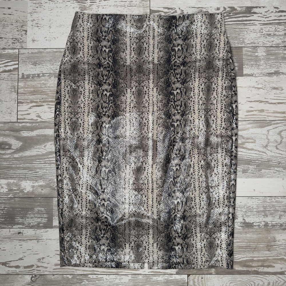 Express Skirt Womens Small Gray Snake Print Pencil Stretch Knit Pull On